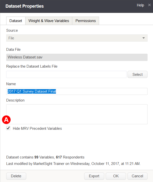 Hide MRV Precedent Variables in MarketSight